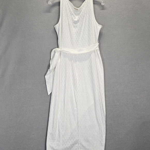 MICHAEL KORS Womens White Eyelet Tie Pullover Styling Sleeveless Scoop Neck Knee - Picture 4 of 9